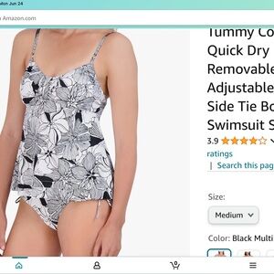 NWOT Navy and white sketch print tankini swim set 2pc